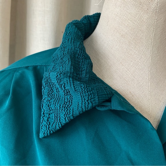 PRINCIPLES GREEN VINTAGE BLOUSE WITH TEXTURED COLLAR 12 - Picture 7 of 9
